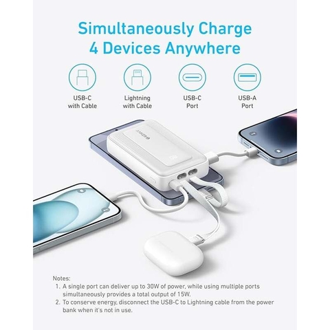 Sạc dự phòng  30W ANKER Zolo A1680 20000mAh Kèm Cáp C+L