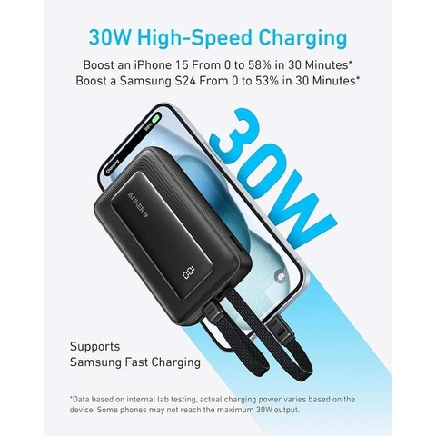 Sạc dự phòng  30W ANKER Zolo A1680 20000mAh Kèm Cáp C+L