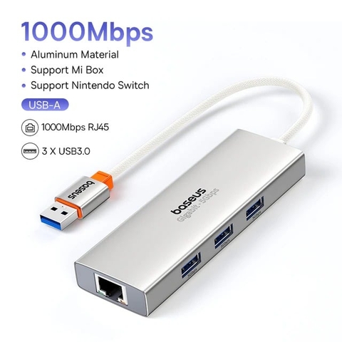 Hub mở rộng Baseus PortalJoy Series 4-Port HUB Frost