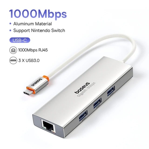 Hub mở rộng Baseus PortalJoy Series 4-Port HUB Frost