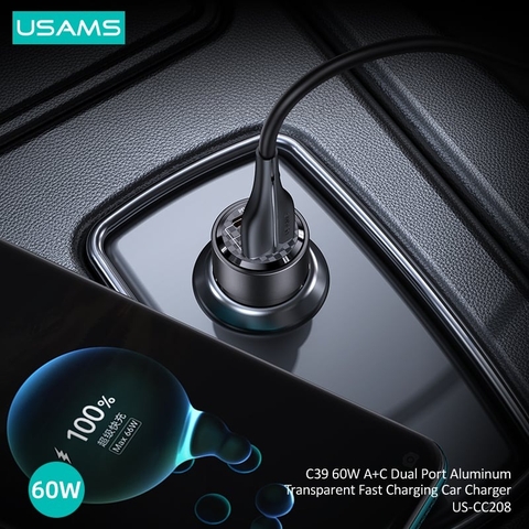 Tẩu sạc 60W USAMS CC208 C39 1C+1U
