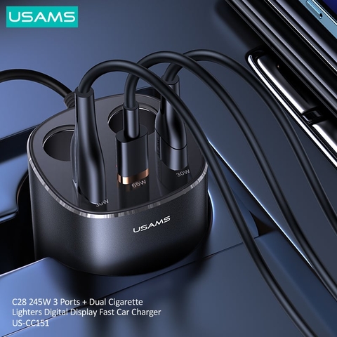 Tẩu sạc nối dài 1C2A USAMS CC151 C28 245W