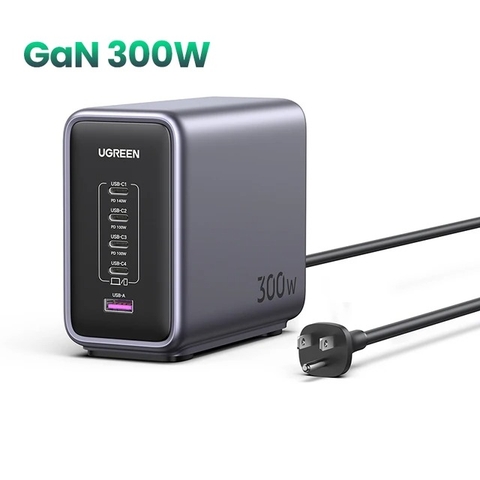 Bộ sạc Ugreen 300W để bàn đa năng Nexode GaN CD333