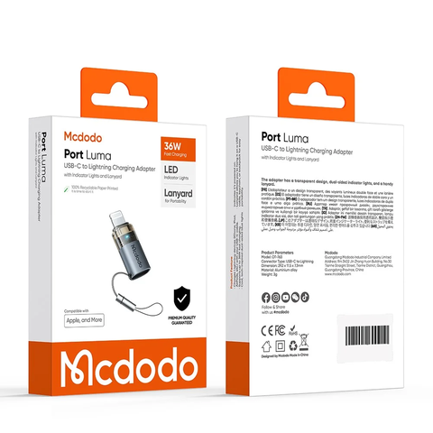 Đầu chuyển USB-C sang Lightning Mcdodo OT-763 36W đèn báo