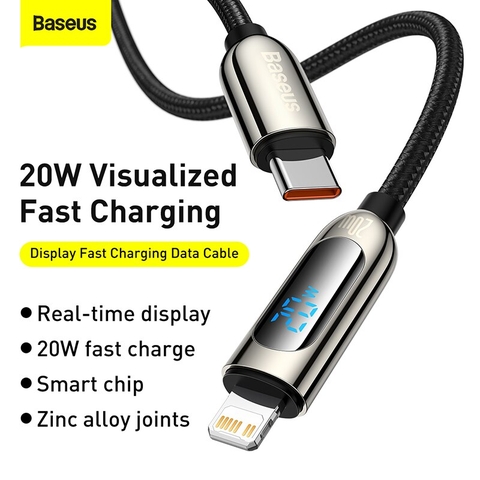 Cáp sạc nhanh Baseus Display Fast Charging Data Cable Type-C to Lightning 20W tích hợp màn hình LED