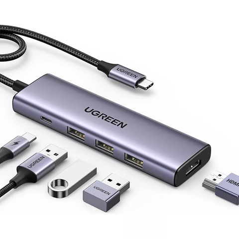 Bộ chuyển đổi Ugreen 15597 Type C To HDMI 4K@60Hz + 3*USB 3.0 + PD