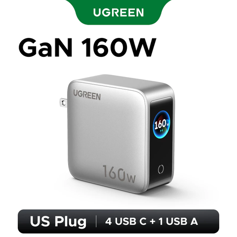 Bộ sạc nhanh 160W Ugreen X774 màn LED 3 USB-C 1 USB-A