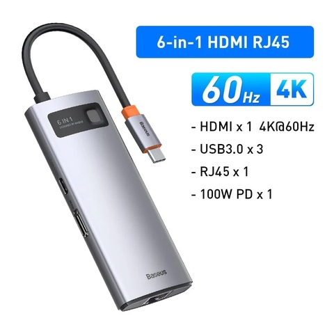 Hub mở rộng 8 in 1 Baseus Metal Gleam StarJoy 4K60Hz