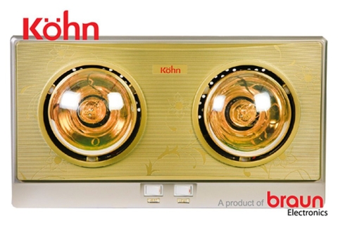Đèn sưởi nhà tắm 2 bóng Braun Kohn treo tường 550W KN02G