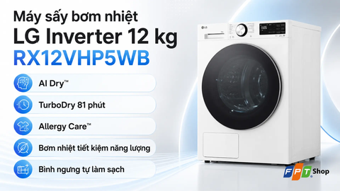 Máy Sấy Bơm Nhiệt LG Inverter 12 Kg RX12VHP5WB