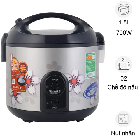 Nồi Cơm Điện Cơ Sharp KS-NR191STV Màu Bạc 1.8L Nhập Thái