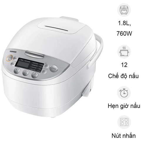 Nồi cơm điện tử Toshiba 11 chế độ nấu 1.8 lít RC-18DH2PV(W) Màu Trắng