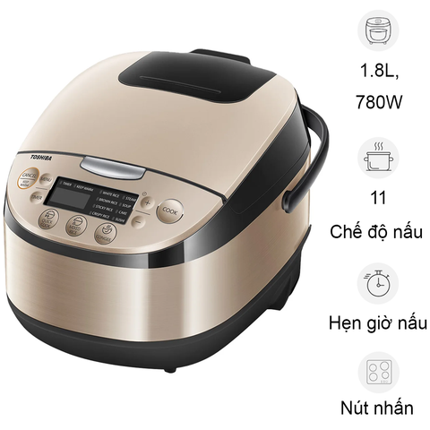 Nồi cơm điện tử Toshiba Lòng nồi Binchotan PFA 1.8 lít RC-18DR3PV(G) Màu Vàng Đồng