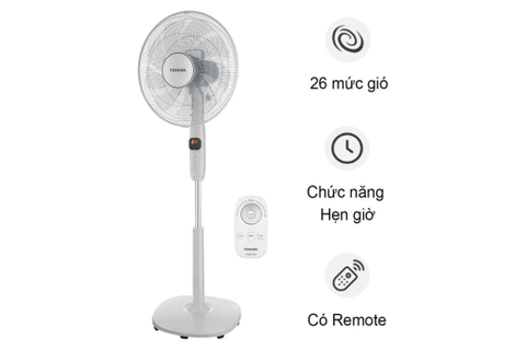 Quạt đứng Toshiba 9 cánh động cơ DC điều khiển từ xa 40cm F-LSD10(H)VN – Màu Xám