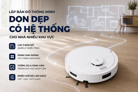 Robot hút bụi lau nhà Ecovacs T30C Prime Omni Trắng