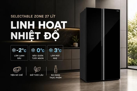 Tủ lạnh Hitachi Inverter 653 lít Side By Side HRSN9713ESAGBKVN Mới 2026