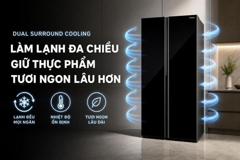 Tủ lạnh Hitachi Inverter 653 lít Side By Side HRSN9713ESAUVN Mới 2026