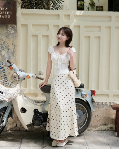 VÁY ELLA KEM CHẤM BI NÂU