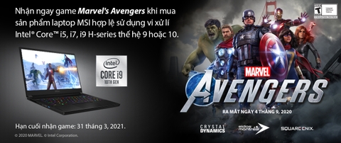NHẬN NGAY GAME MARVEL'S AVENGER KHI MUA LAPTOP MSI