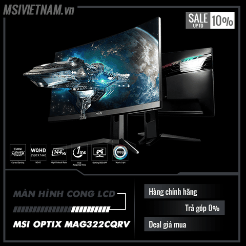 Màn hình LCD MSI OPTIX MAG322CQRV (Spec: 32inch Siêu Cong, 2K pixel, 144Hz 1ms, 115% sRGB, LED RGB)