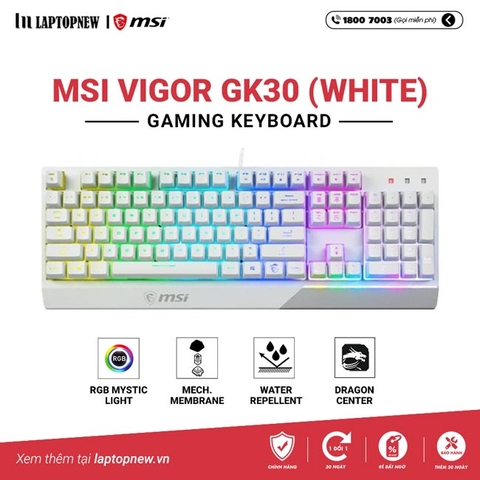 Keyboard MSI Vigor GK30 US (White).
