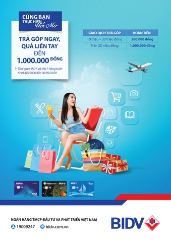 Trả góp ngay, quà liền tay ĐỐI VỚI CHỦ THẺ TÍN DỤNG BIDV