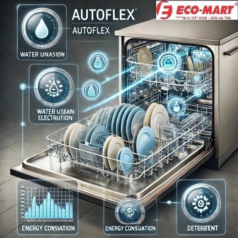 Phân tích chi tiết tính năng Rửa tự động (AutoFlex) 45-70°C máy rửa bát Electrolux ESF5512LOX