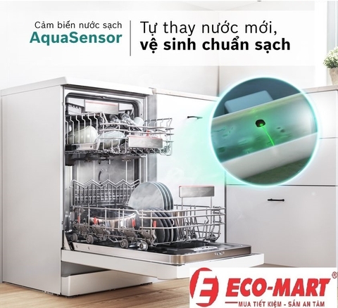 Máy rửa bát Bosch SMS6ECI11E và vai trò của cảm biến AquaSensor trong việc tiết kiệm nước