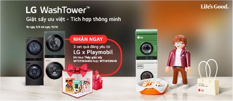 Mua Tháp Giặt Sấy LG WashTower - Nhận ngay set quà đáng yêu trị giá 3.3 triệu