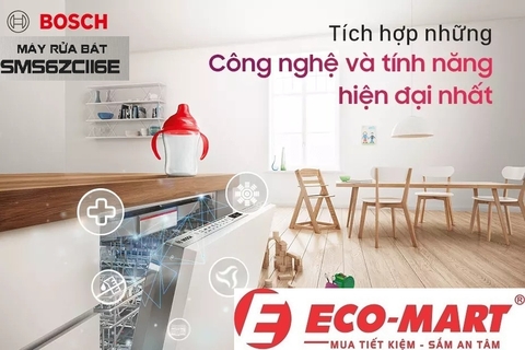 Các công nghệ hiện đại trang bị trong máy rửa bát Bosch SMS6ZCI16E