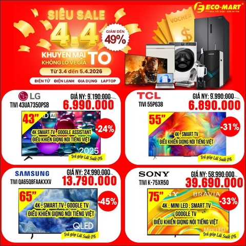🎉 SIÊU SALE 4.4  – KHUYẾN MẠI TO, KHÔNG LO VỀ GIÁ 🎉 từ 03.04 đến 05.04.2026