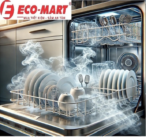 Công nghệ rửa bằng hơi nước Steam Cleaning của máy rửa bát Hitachi HDF-F158CVGB