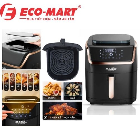 Nồi chiên không dầu tích hợp hấp Magic Eco S07-PRO giúp nấu ăn đa dạng