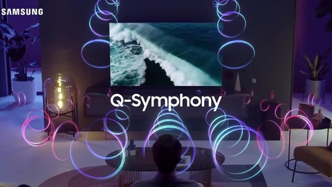 Công nghệ Q-Symphony kết hợp loa tivi với loa thanh trên tivi Samsung