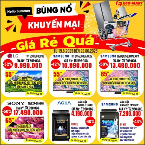 🎉 HELLO SUMMER – BÙNG NỔ KHUYẾN MẠI TẠI ECO-MART 🔥 🗓 Thời gian áp dụng: Từ 19.06 đến 22.06.2025