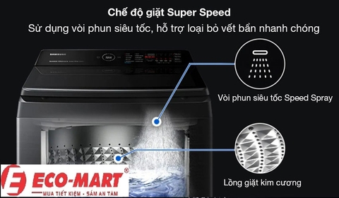 Cách sử dụng chế độ giặt nhanh trên máy giặt Samsung WA12CG5886BVSV khi cần giặt gấp