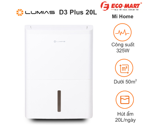 Review chi tiết máy hút ẩm LUMIAS D3PLUS công suất 325W hút 20 lít 1 ngày