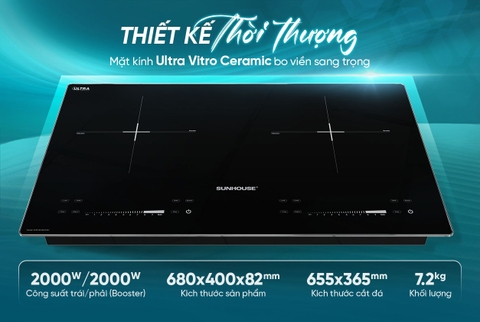 Review chi tiết về bếp từ đôi Sunhouse QD02-BH