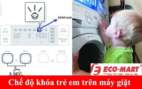 Cách sử dụng chức năng khóa trẻ em trên máy giặt Samsung WA12CG5886BVSV