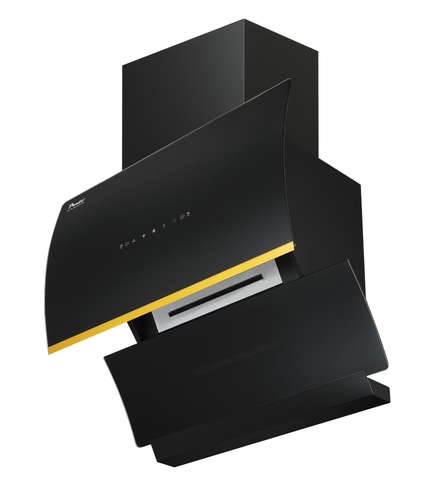 Thiết kế kính vát của máy hút mùi Prato PT-389 có ưu điểm gì so với kính cong hay âm tủ?