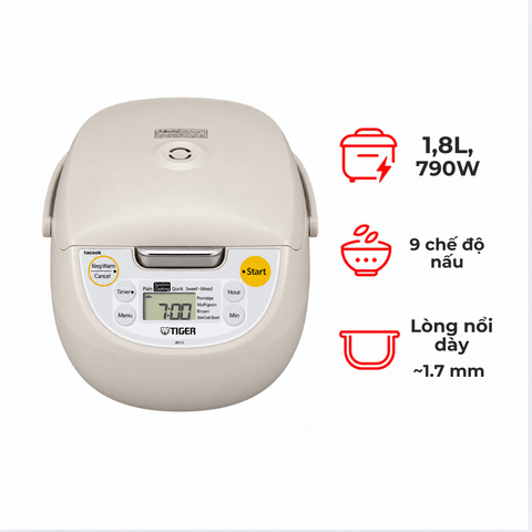 Nồi cơm điện tử Tiger JBV-S18W 1.8 lít