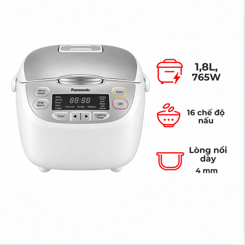 Nồi cơm điện tử Panasonic SR-CX188SRAM 1.8 lít