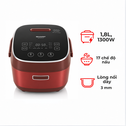 Nồi cơm điện cao tần Sharp KS-IH191V-RD 1.8 lít màu đỏ đen