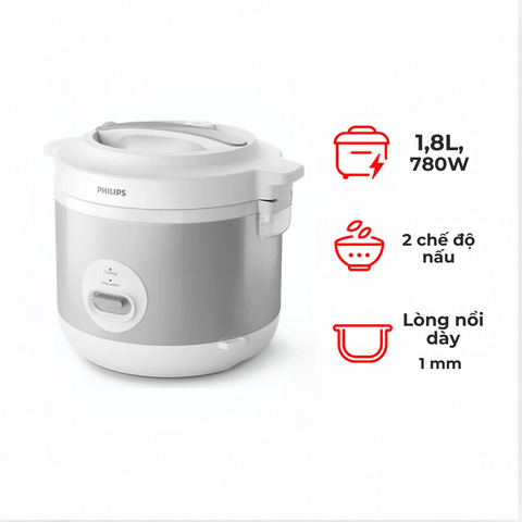 Nồi cơm điện Philips HD3008/30 1.8 lít màu bạc