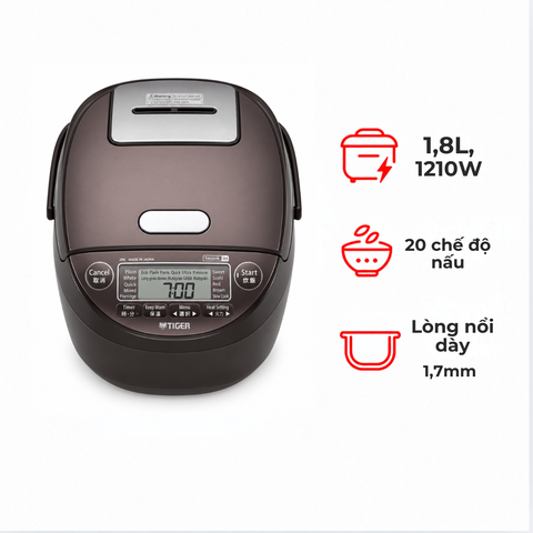 Nồi cơm điện cao tần áp suất Tiger JPK-W18W 1.8 lít