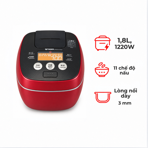 Nồi cơm điện tử cao tần áp suất kép Tiger JPB-W18W 1.8L