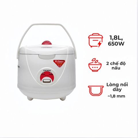 Nồi cơm điện Cuckoo CR-1021/WHVNCV 1.8 lít màu trắng