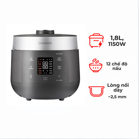 Nồi cơm điện tử áp suất Cuckoo CRP-ST1010FG 1.8 lít