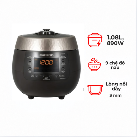Nồi cơm điện Cuckoo CRP-R0600F/BKGBCRVNCV 1.08 lít màu đen bạc