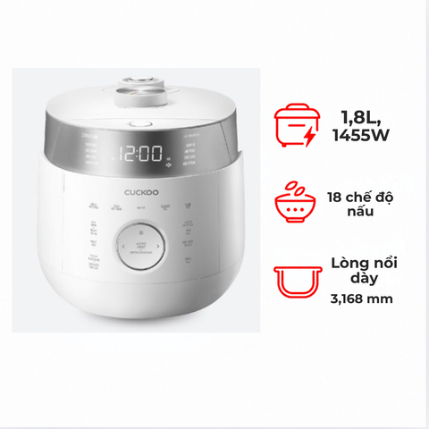 Nồi cơm điện tử áp suất cao tần Cuckoo CRP-LHTR1009F/WHSIVNCV 1.8 lít